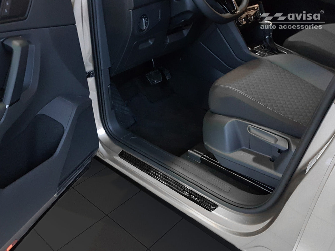 Protector umbral de puerta VOLKSWAGEN TIGUAN Carbono performance delantero-ICCTUNING