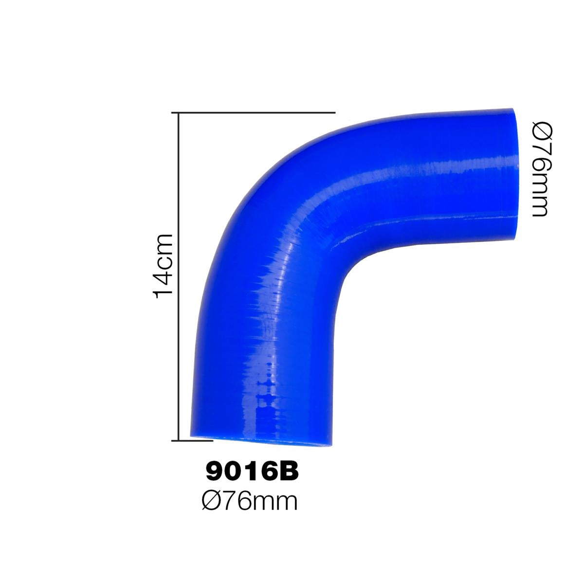 Codo de 90° azul Manitor id.76mm-ICCTUNING