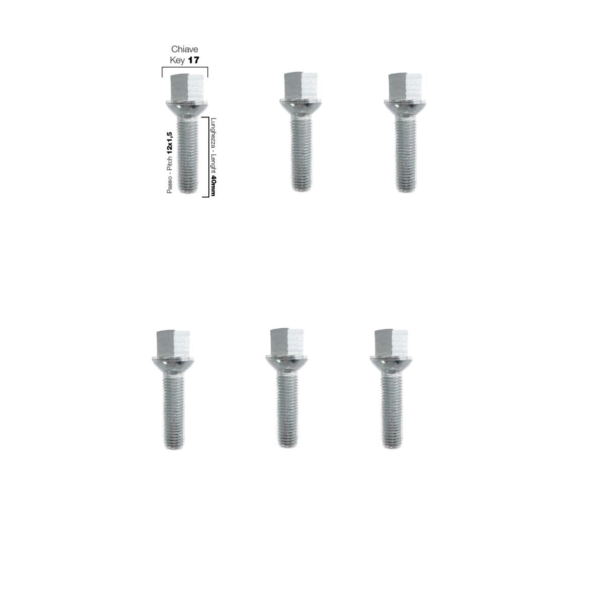 6 pernos ch.17 12X1.5 l.40mm esféricos-ICCTUNING