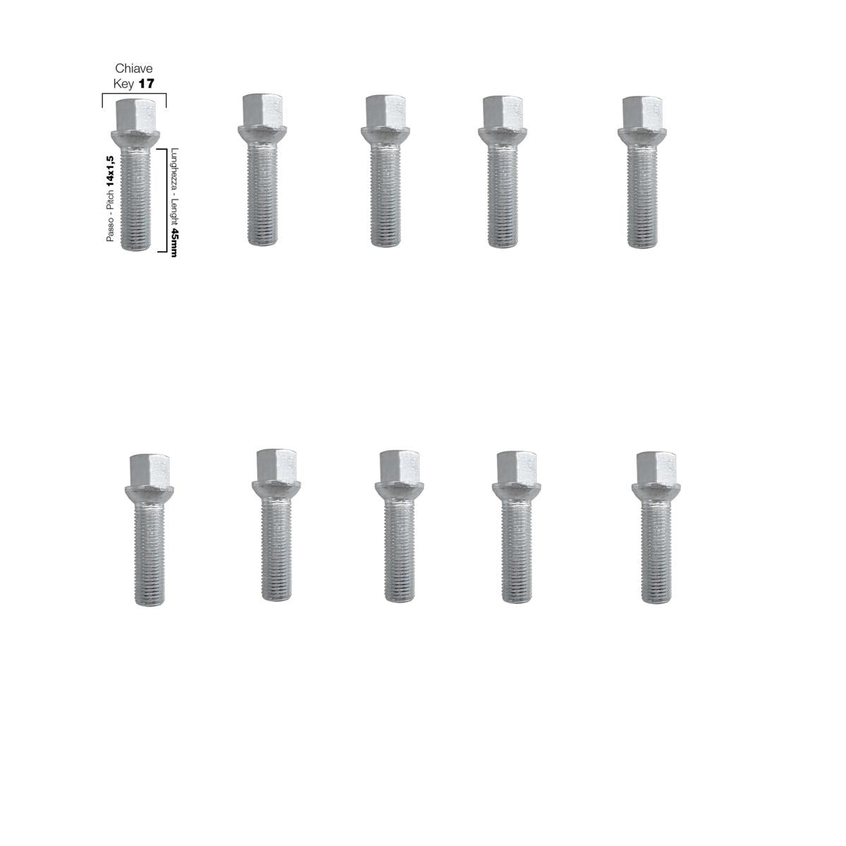 10 pernos ch.17 14x1.5 l.45mm esféricos-ICCTUNING