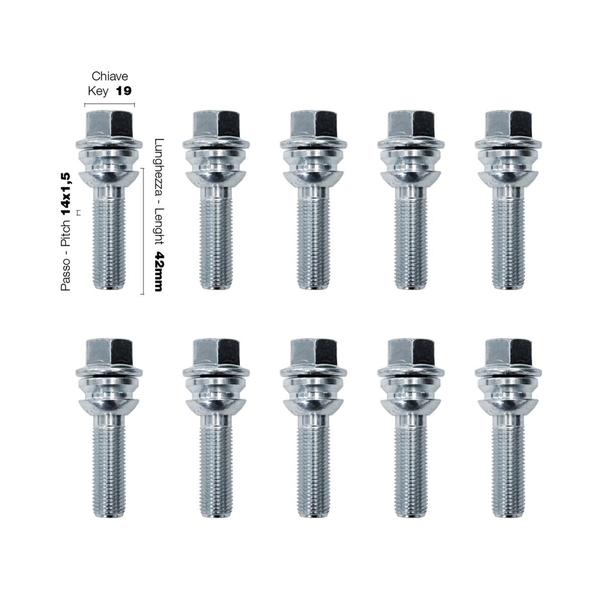 10 pernos ch.19 14X1.5 l.42mm arandela esférica móvil-ICCTUNING