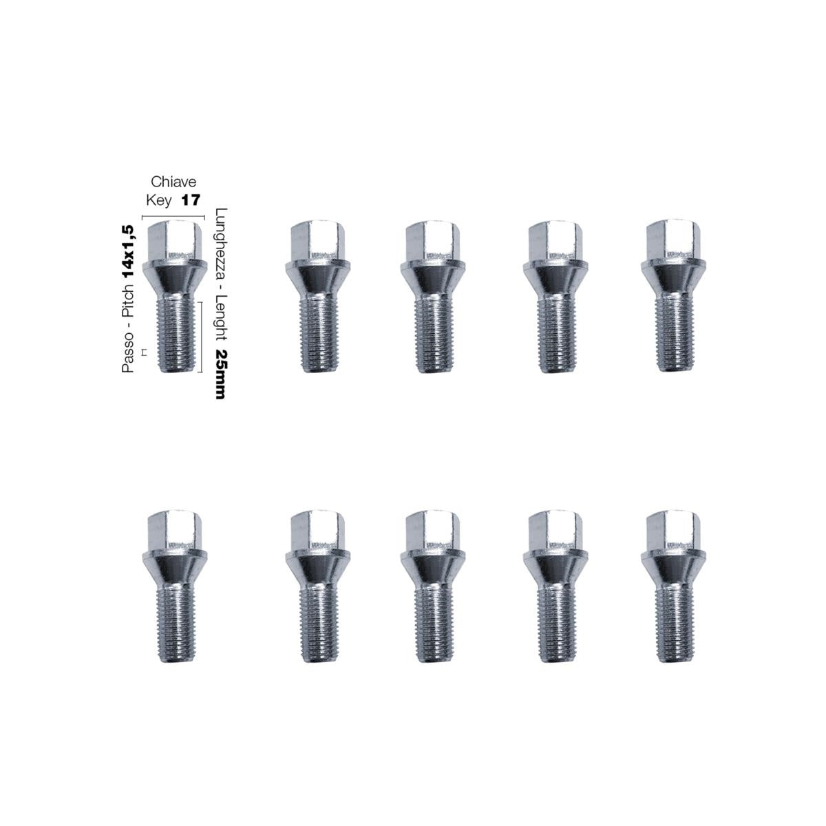 10 pernos ch.17 14x1,5 l.25mm-ICCTUNING