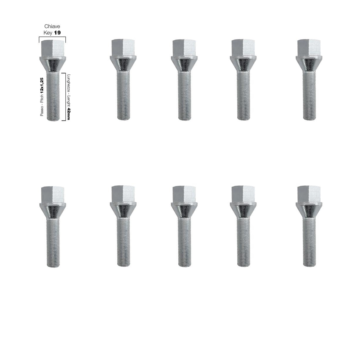 10 pernos ch.19 12X1.25 l.42mm-ICCTUNING