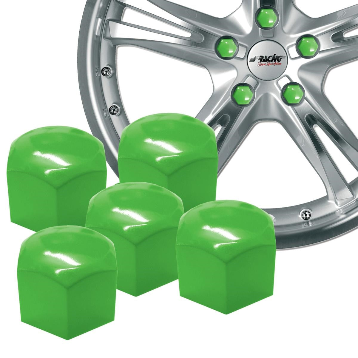 Tapas para pernos de llave de color verde de 17 mm-ICCTUNING
