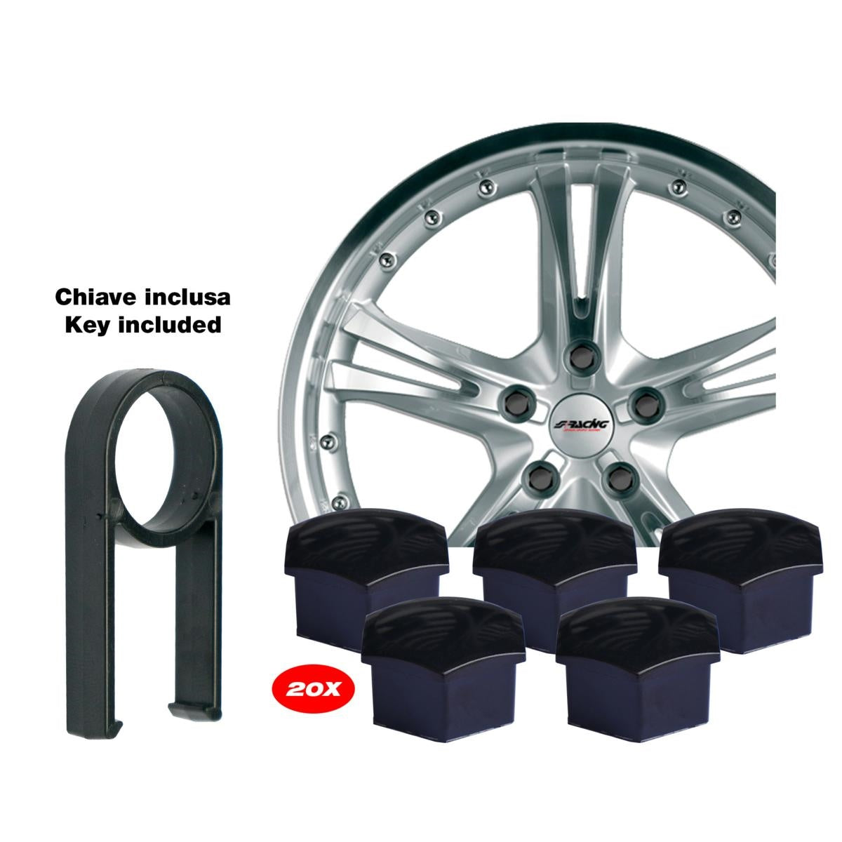 Cubiertas para pernos de llave de 21 mm de color negro-ICCTUNING