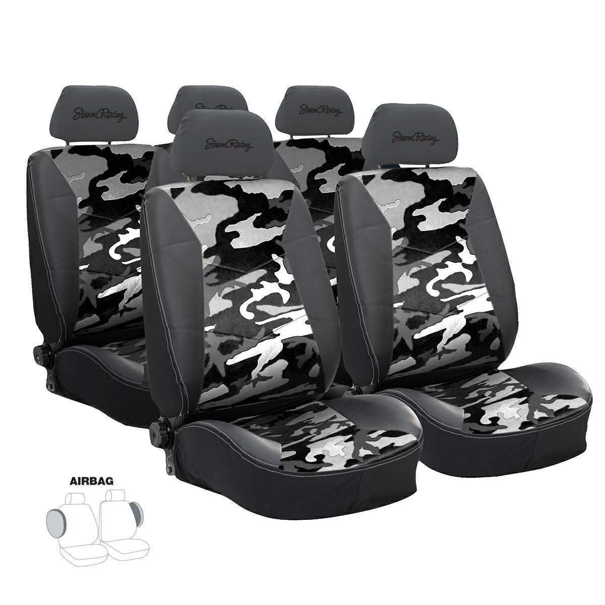 Fundas de asiento tipo G camuflaje blanco Outlet-ICCTUNING