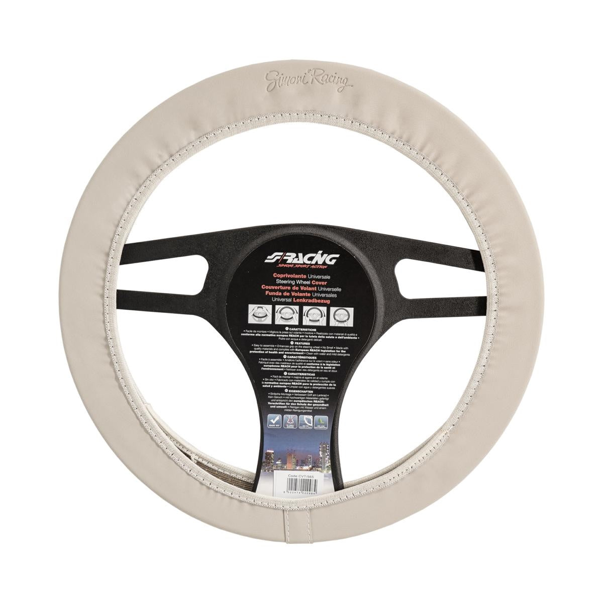 Funda para volante de piel suave color beige 500-ICCTUNING