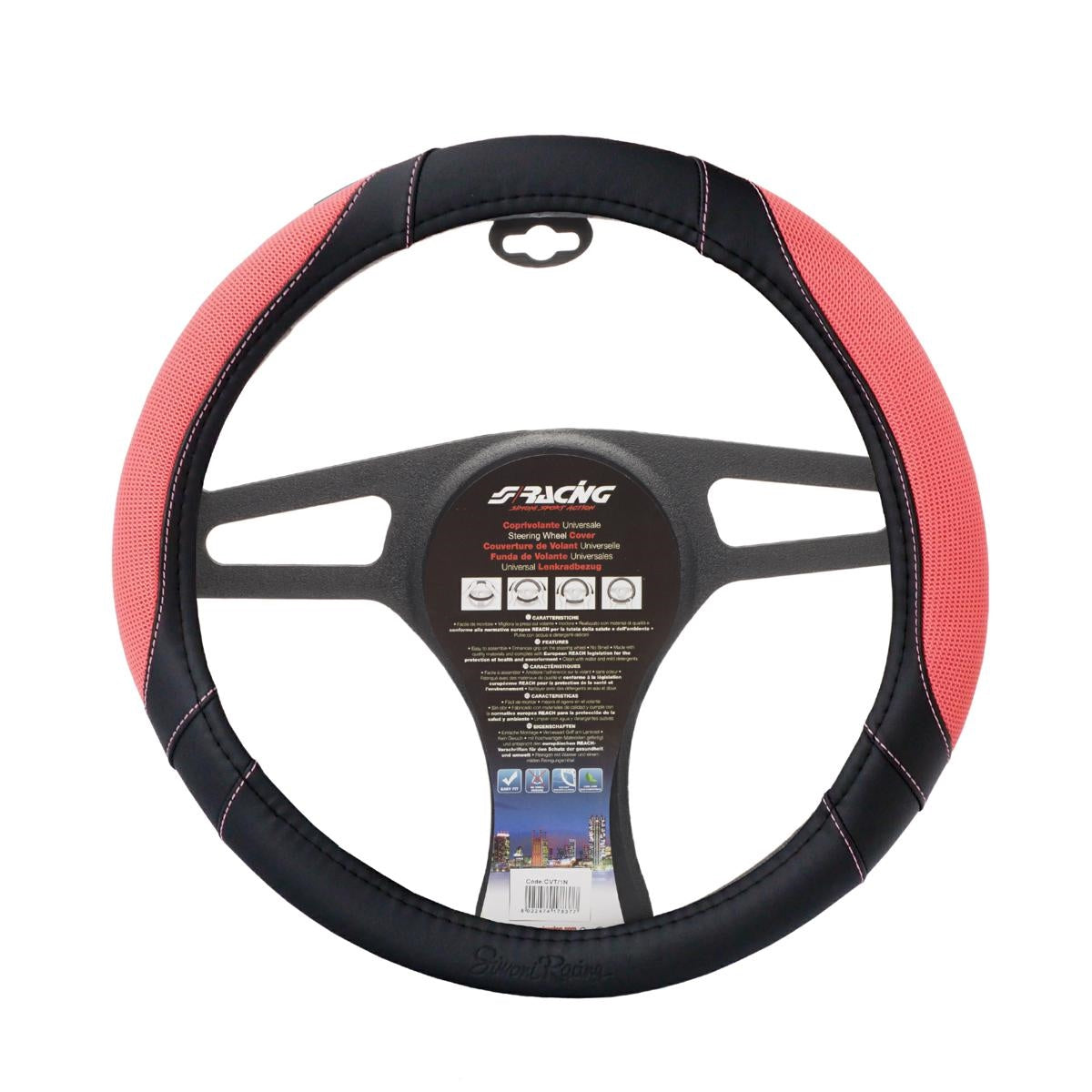 Funda para volante de algodón color rosa-ICCTUNING