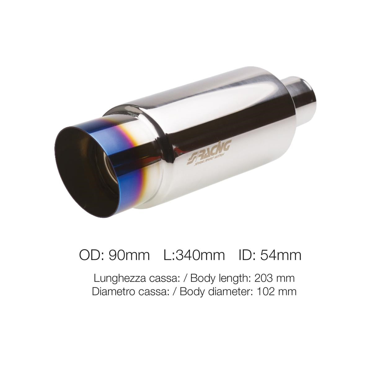 Silenciador redondo inclinado de acero inoxidable-ICCTUNING