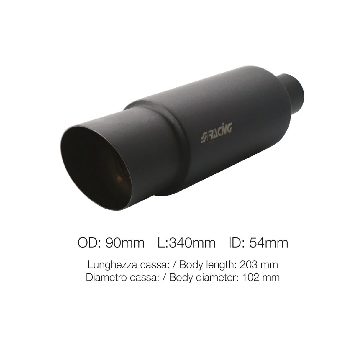 Silenciador redondo inclinado de acero inoxidable color negro-ICCTUNING