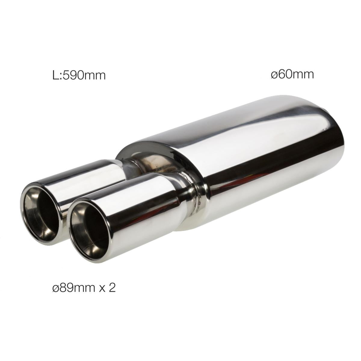 Silenciador doble redondo de acero inoxidable.-ICCTUNING