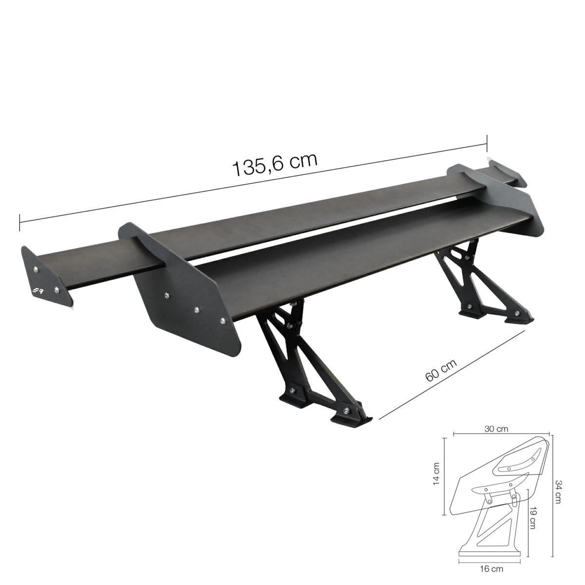 Alerón trasero de doble ala Koros, color negro-ICCTUNING