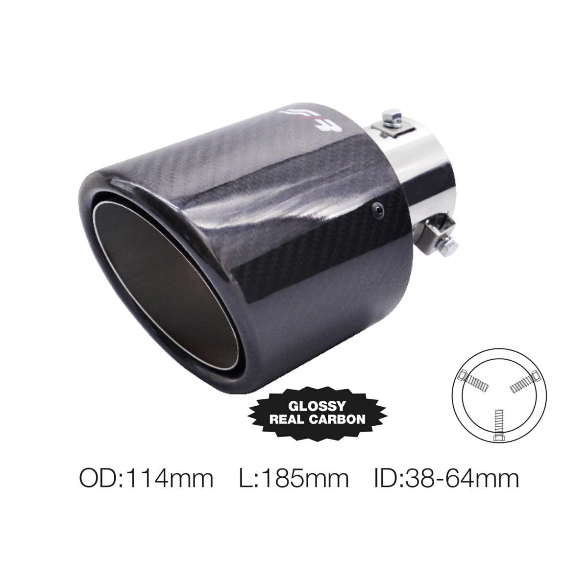 Terminal de carbono redondo inclinado con salida de 114 mm-ICCTUNING