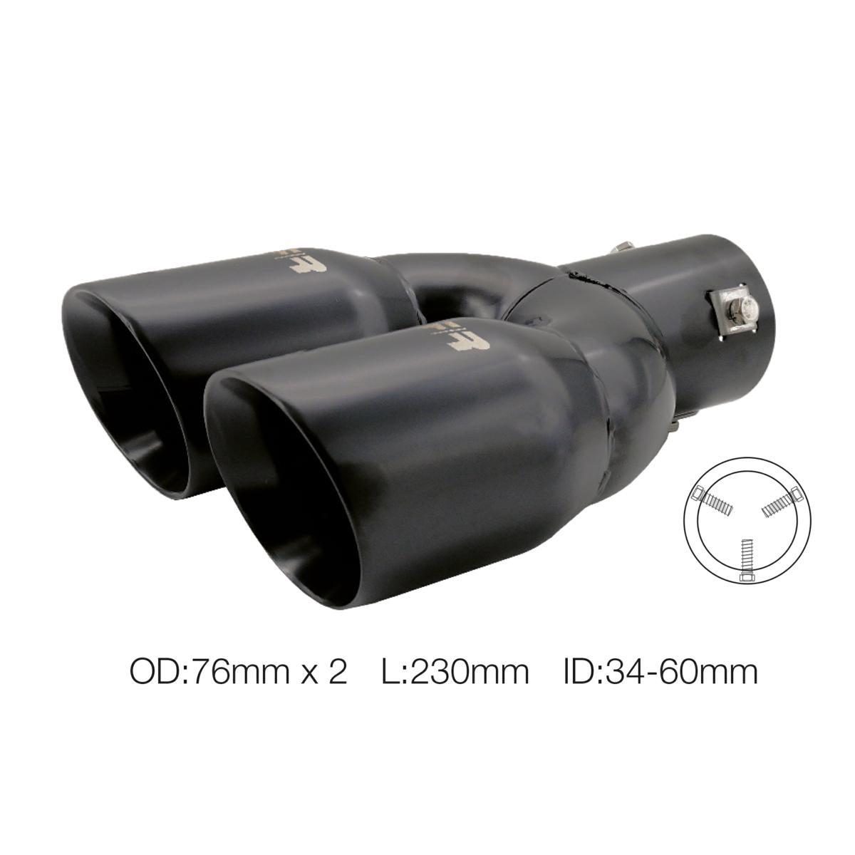 Terminal redondo doble inclinado de acero inoxidable negro-ICCTUNING