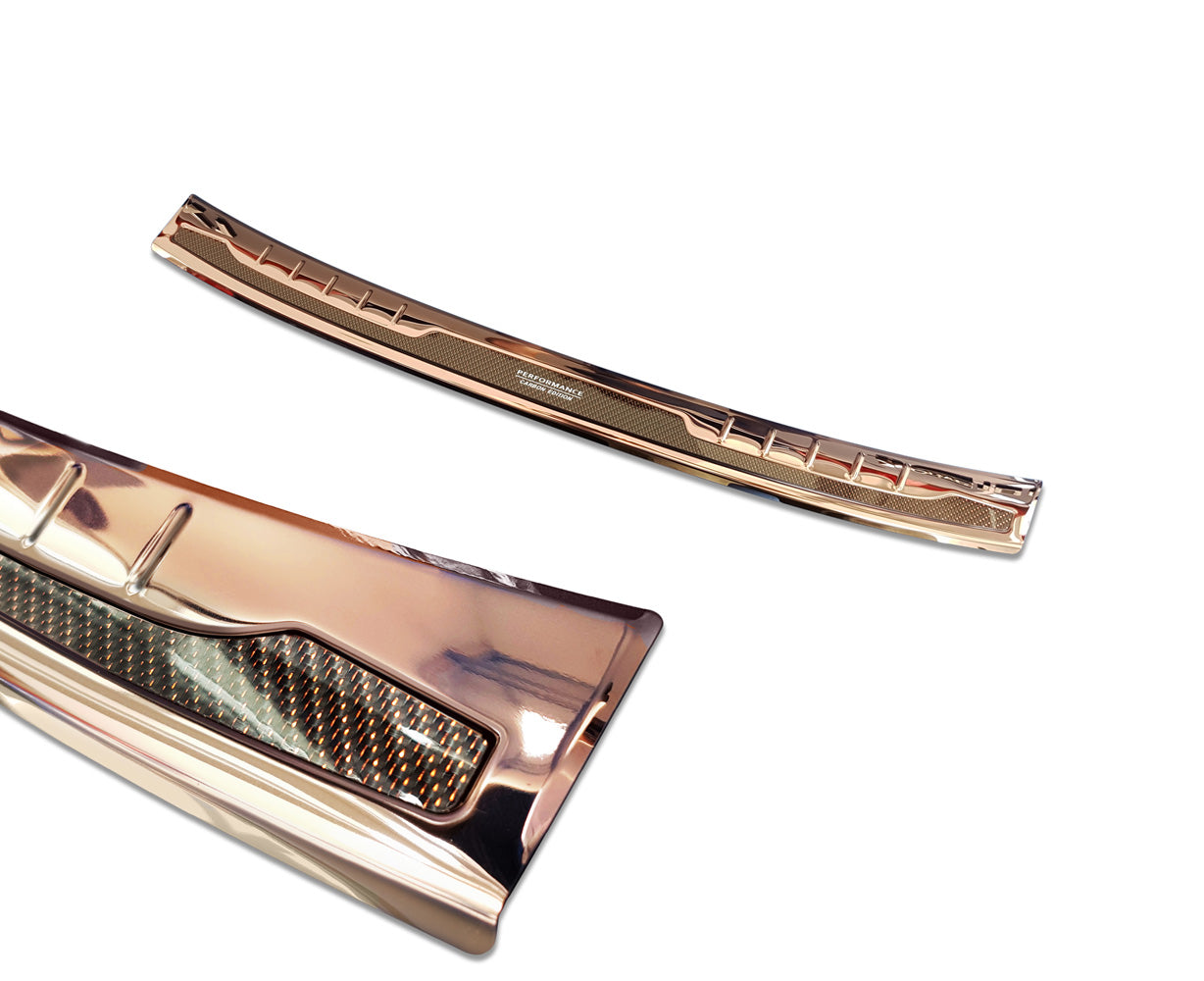 protector de parachoques trasero BMW X1 F48 cobre espejo, cobre fibra de carbono