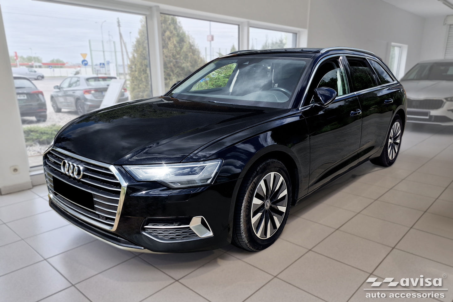 protector de parachoques trasero AUDI A6 C8 plata satinado