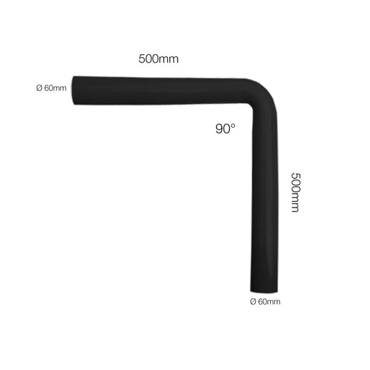 Codo de manitor de 90°, diámetro interior 60 mm, longitud 500 mm-ICCTUNING