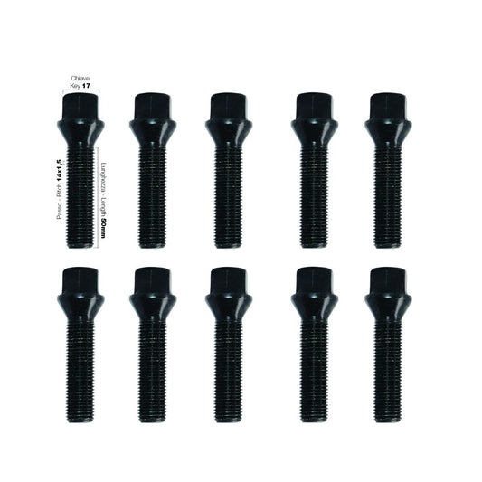 10 pernos negros ch.17 14x1.5 l.50mm-ICCTUNING