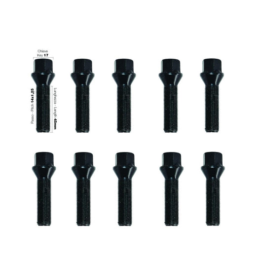 10 pernos negros ch.17 14x1.25 l.45mm-ICCTUNING