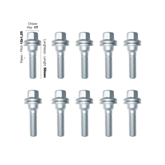 10 tornillos de cabeza plana de 17 12 x 1,25 mm y 55 mm de largo-ICCTUNING