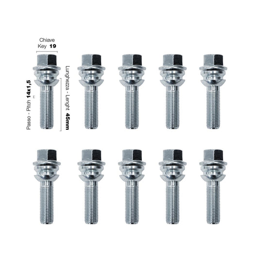 10 pernos ch.19 14x1.5 l.45mm arandela esférica móvil-ICCTUNING