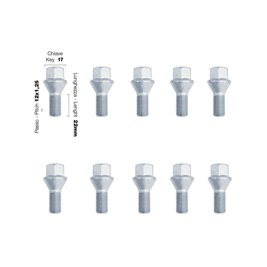 10 pernos ch.17 12x1,25 l.22mm-ICCTUNING