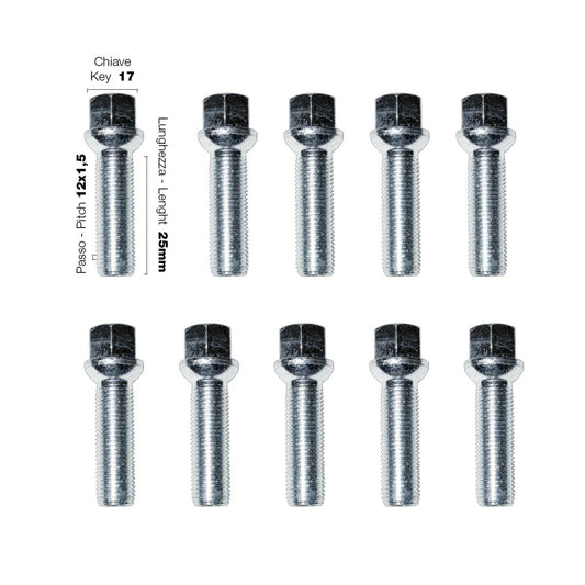 10 pernos ch.17 12x1,5 l.25mm esféricos-ICCTUNING