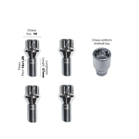 4 pernos antirrobo ch.17/19 12x1,25 l.27mm-ICCTUNING