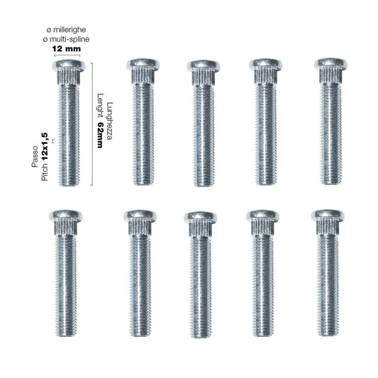 10 columnas de esparragos 12X1,5 l.67mm-ICCTUNING
