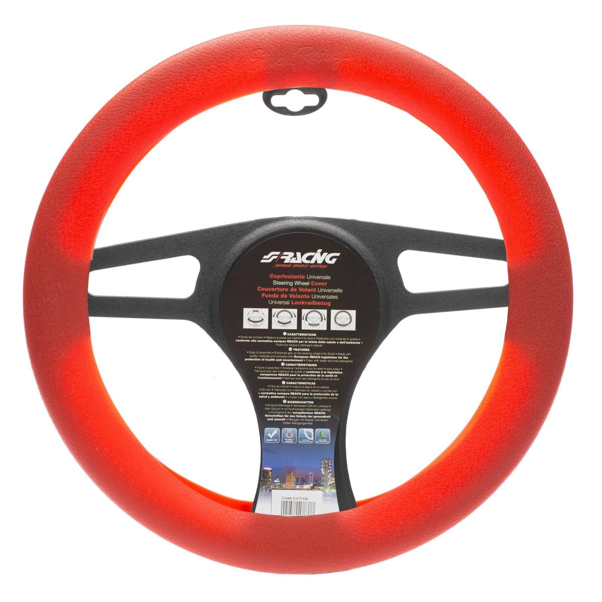 Funda para volante con toma de corriente de color rojo suave y plateado-ICCTUNING