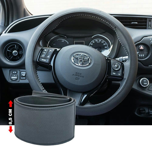 Funda para volante de piel suave color negro-ICCTUNING