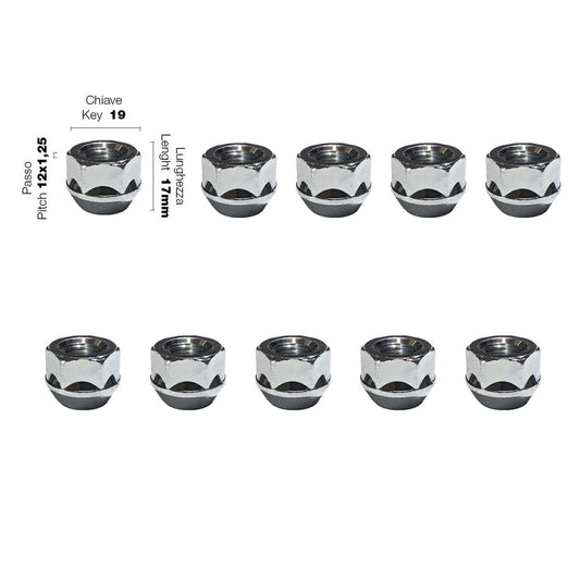 10 tuercas ch.19 12x1,25 l.17mm-ICCTUNING