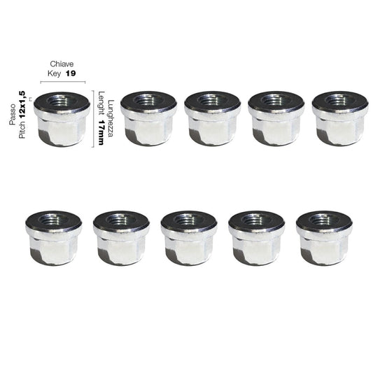 10 tuercas ch.19 12x1,25 l.17mm cabeza plana-ICCTUNING