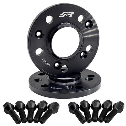 2 espaciadores de aluminio de 12 mm 5x112 buje 66.6 con pernos negro