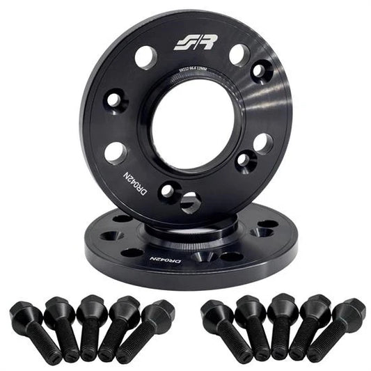 2 espaciadores de aluminio de 12 mm 5x112 buje 66.6 con pernos negro