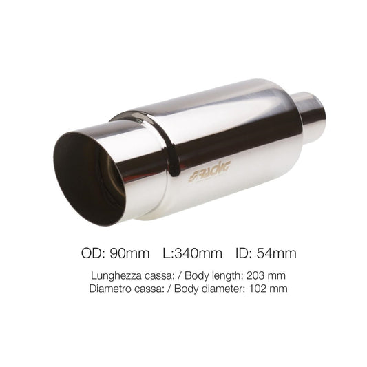 Silenciador redondo inclinado de acero inoxidable-ICCTUNING