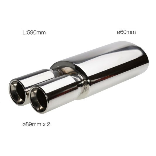 Silenciador doble redondo de acero inoxidable.-ICCTUNING