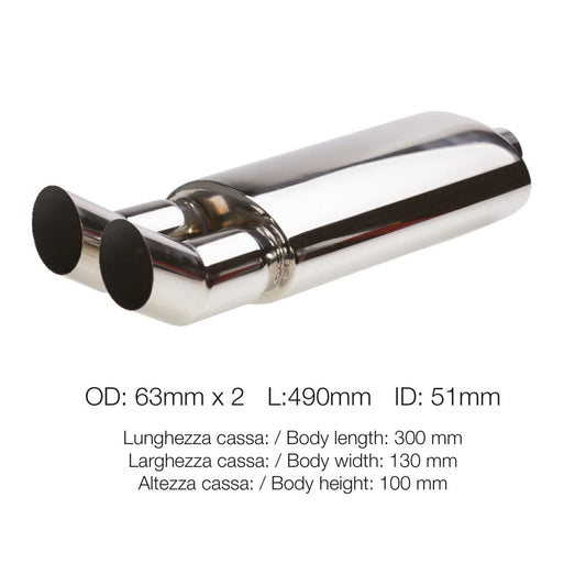 Silenciador doble redondo de acero inoxidable DTM-ICCTUNING