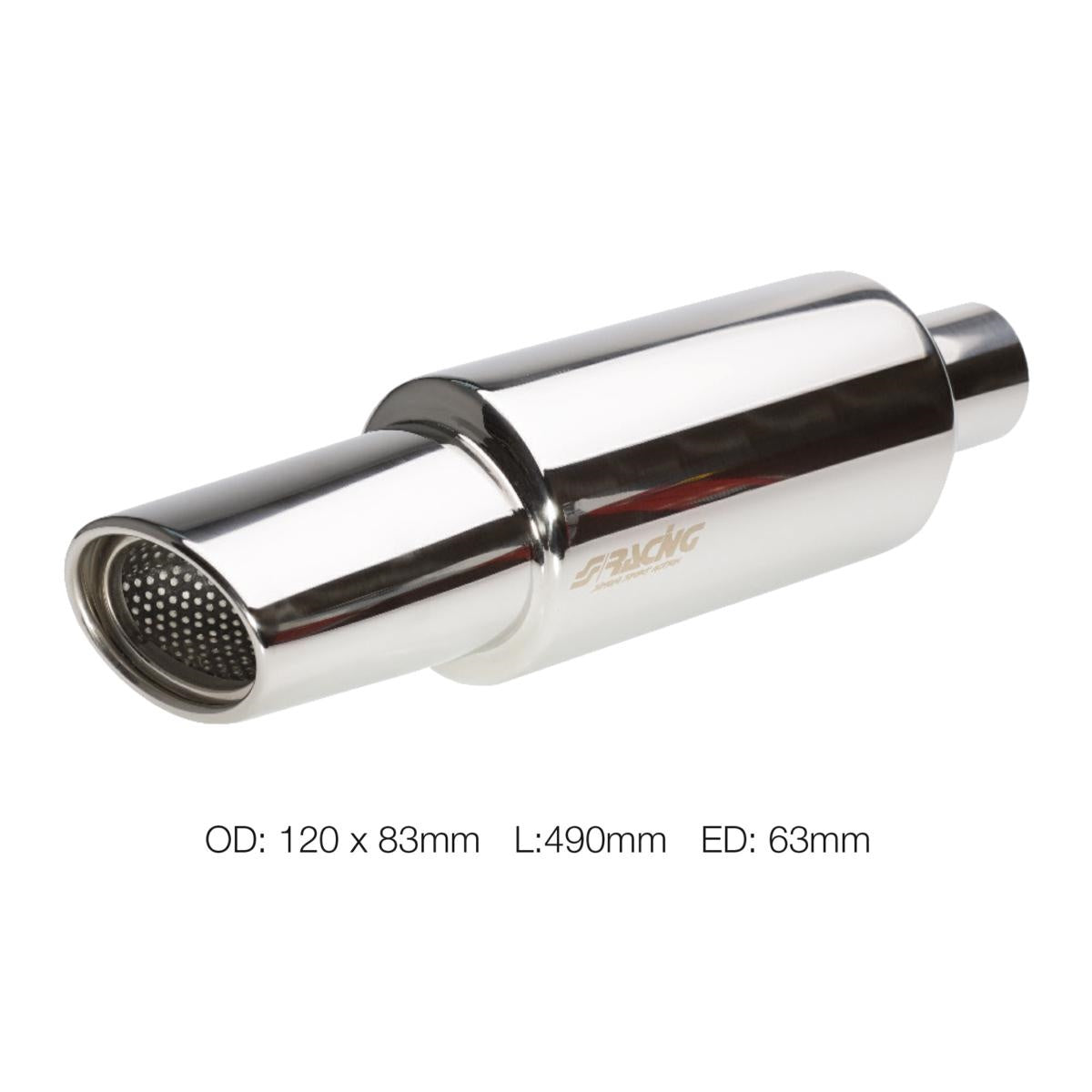 Silenciador ovalado de acero inoxidable-ICCTUNING