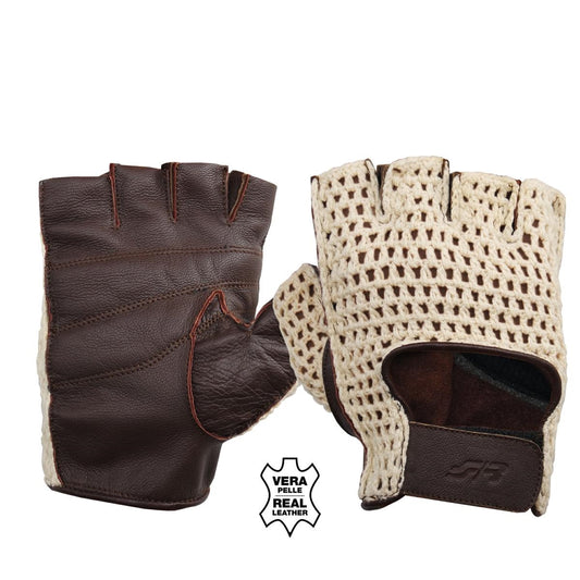 Guantes sin dedos de malla marrón vintage talla L-ICCTUNING