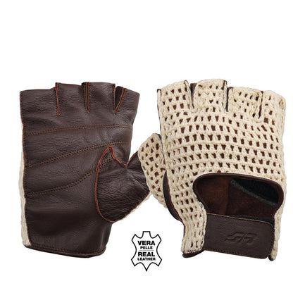 Guantes sin dedos de malla marrón vintage talla M-ICCTUNING