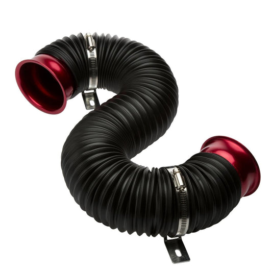 Tubo de aspiración negro con racores rojos de diámetro. 76 mm-ICCTUNING
