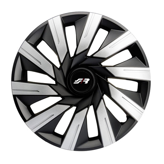 Cubierta de rueda negra plateada Tecna de 14"-ICCTUNING