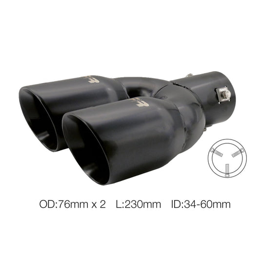 Terminal redondo doble inclinado de acero inoxidable negro-ICCTUNING