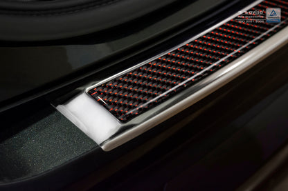 protector de parachoques trasero VOLVO XC90 espejo acero, rojo&negro fibra de carbono