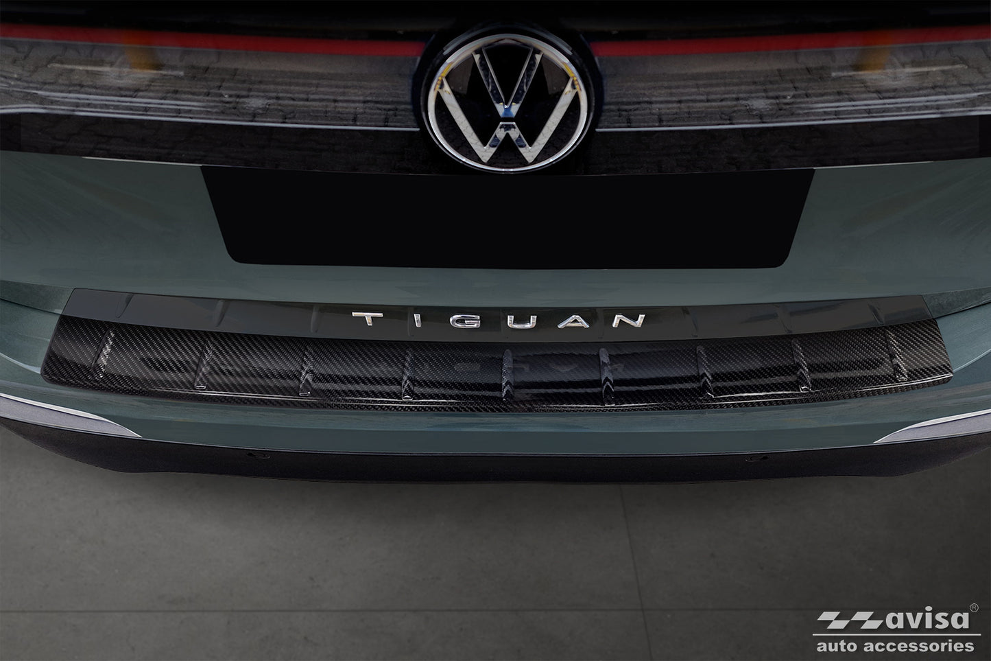 protector de parachoques trasero VW TIGUAN negro 2024+ fibra de carbono