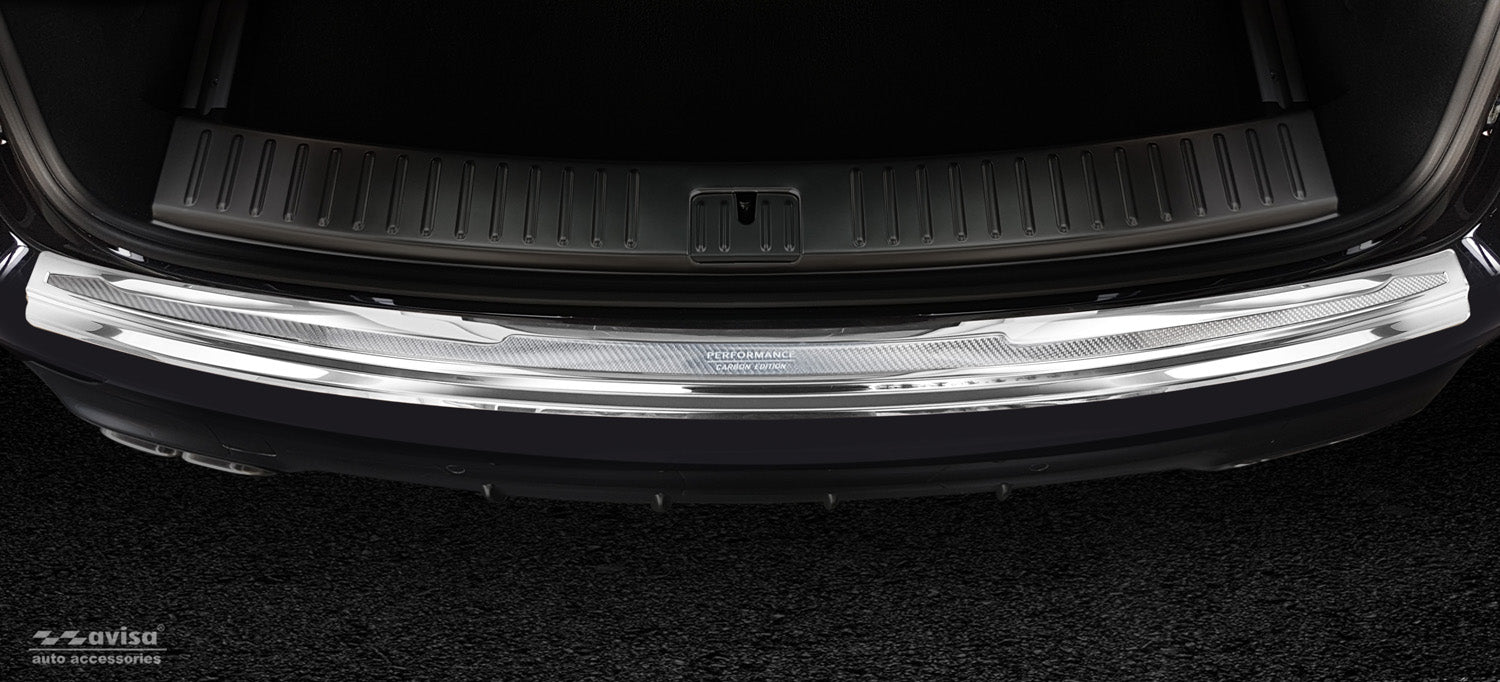 protector de parachoques trasero PORSCHE CAYENNE plata espejo, plata fibra de carbono