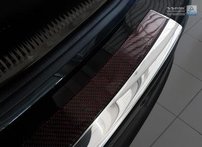 protector de parachoques trasero AUDI SQ5 espejo acero, rojo&negro carbon fibre