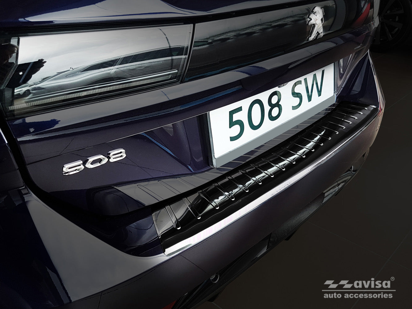 protector de parachoques trasero PEUGEOT 508 SW negro 2018-2023+