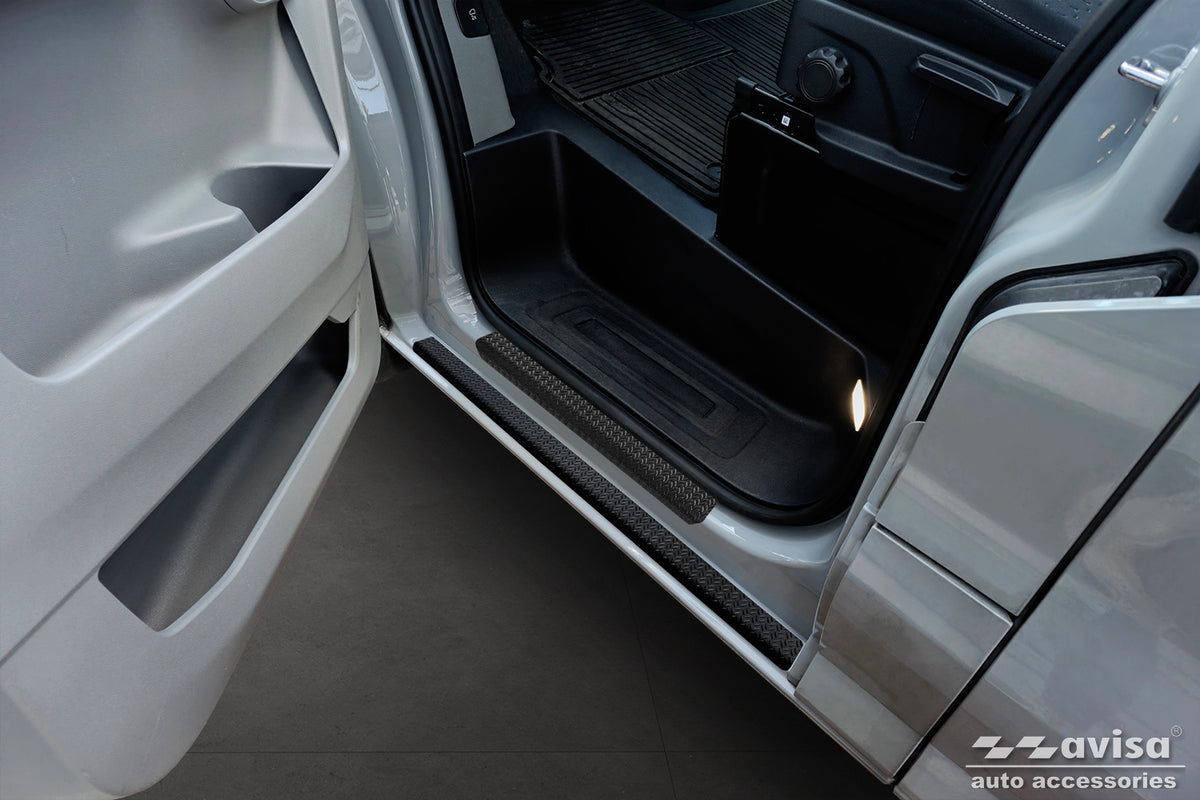 Protector umbral de puertas en relieve patrón grano VW TRANSPORTER T7 negro mate